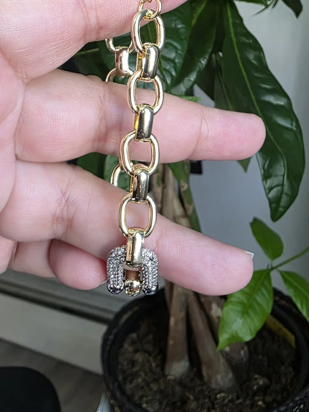 14k Gold Plated With Silver Pavé Link Bracelet - Women Jewelry